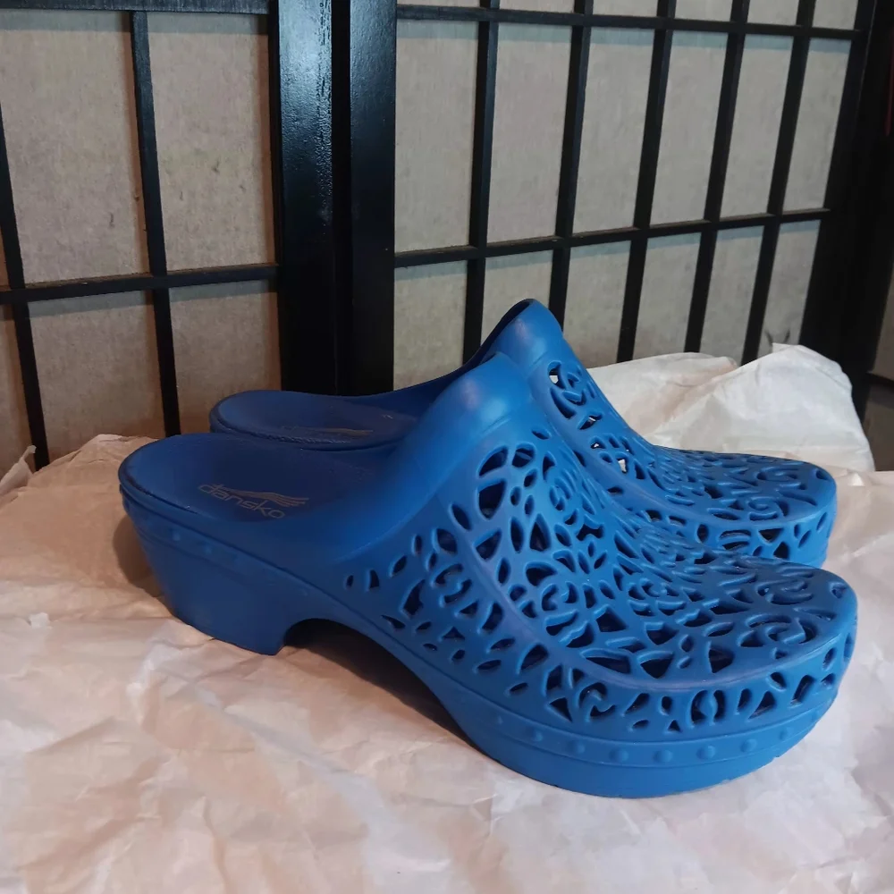 Dansko Blue Women's Mules with Cutout Design - Picture 4 of 9
